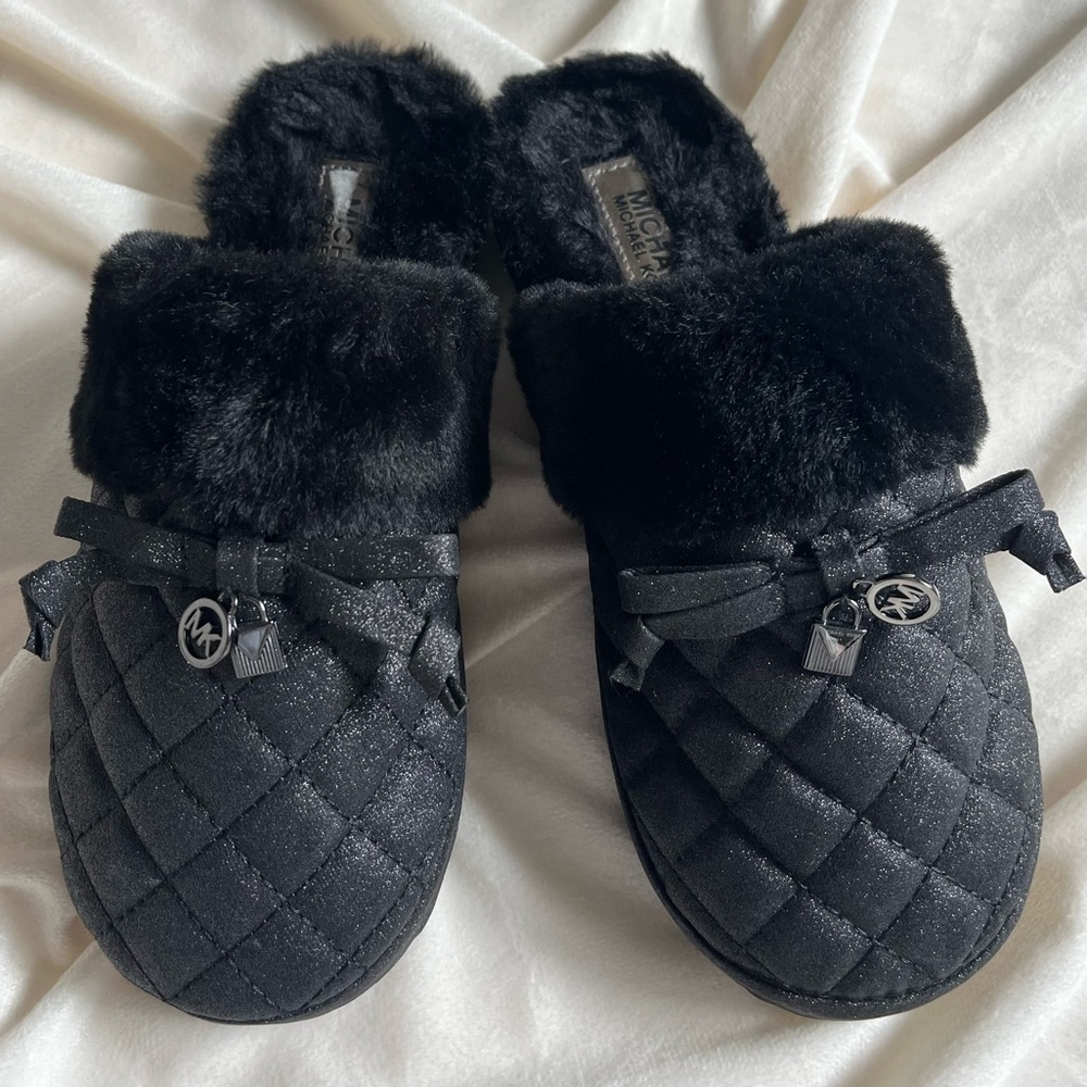 Black Sparkle Michael Kors Slippers.